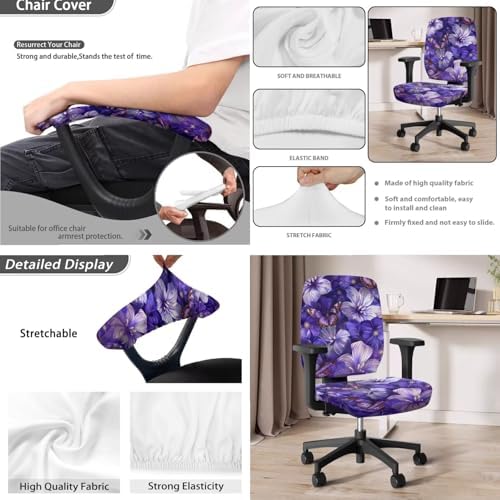 Butterfly Hibiscus Print Office Chair Cover Set 4 Piece
