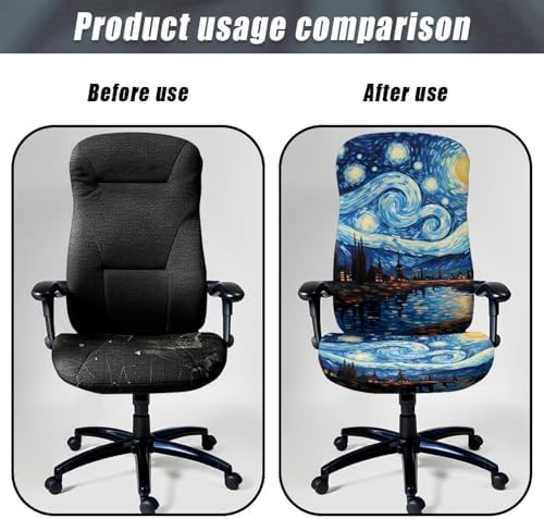 Starry Night Office Chair Cover Stretchable Swivel with Elastic Bottom
