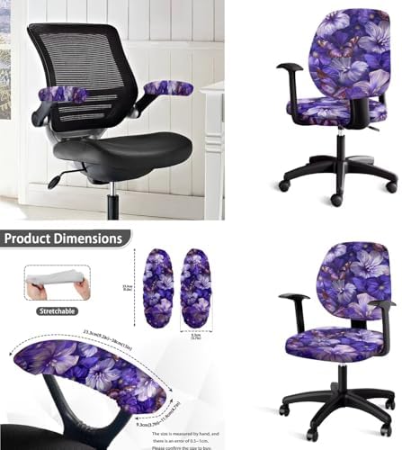 Butterfly Hibiscus Print Office Chair Cover Set 4 Piece