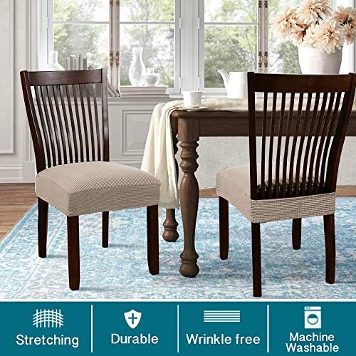 Turquoize Stretch Dining Chair Covers Set of 4 Khaki