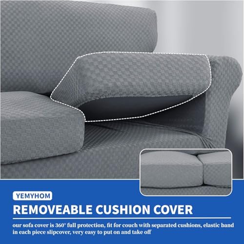 YEMYHOM Checkered Sofa Covers for 3 Cushion Couch