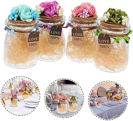 Cabilock 4pcs Glass Candy Box Wedding Favors Decor
