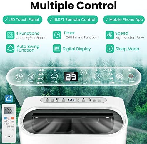 COSTWAY 14000 BTU Portable AC Unit with WiFi and Alexa Control