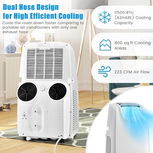 GOFLAME 11500 BTU Portable AC with Dehumidifier and Fan