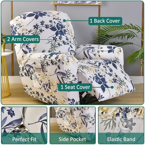 NILUOH Stretch Recliner Cover 4-Pack Floral Patterned
