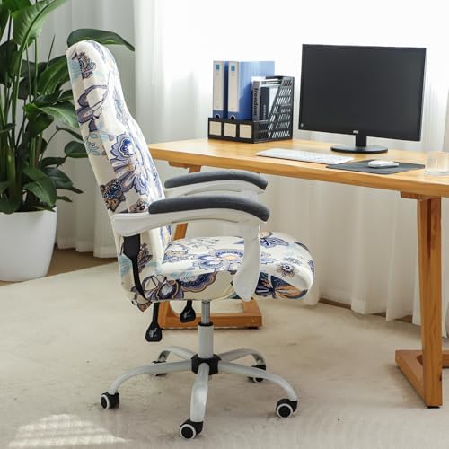FORCHEER Floral Large Office Chair Cover Stretch Printed Computer Armchair Slipcover