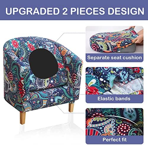 hyha 2 Piece Tub Chair Slipcover with Cushion Cover Blue Green
