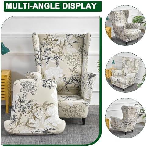 CRFATOP 2 Piece Stretch Wingback Chair Covers