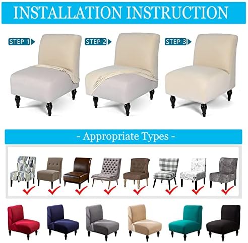 SHILINTONG Armless Chair Cover Spandex Jacquard
