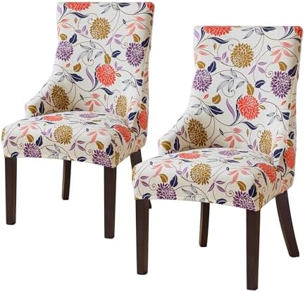 FORCHEER Wingback Chair Covers Set of 2 Floral Stretch Slipcover with Arms