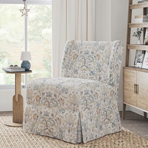HULALA Home Armless Accent Chair with Removable Floral Slipcover