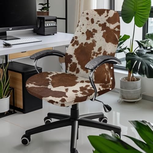 Wanyint Stretchable Cow Print Chair Cover Dustproof Universal for Office Chairs