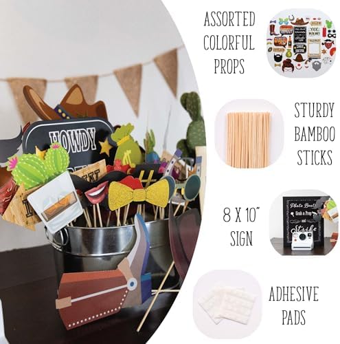 Western Photo Booth Props - 41-Piece Country Theme Kit
