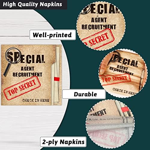 Chiazllta 96 Pcs Secret Agent Birthday Party Tableware Set