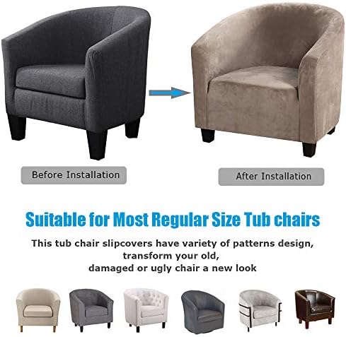 GULI Velvet Tub Chair Covers for Armchairs Khaki