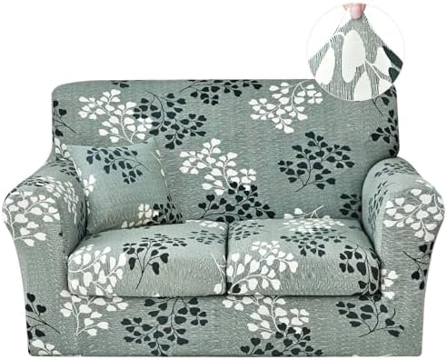 JQinHome 4 Piece Stretch Sofa Cover with Floral Pattern and Cushion Covers