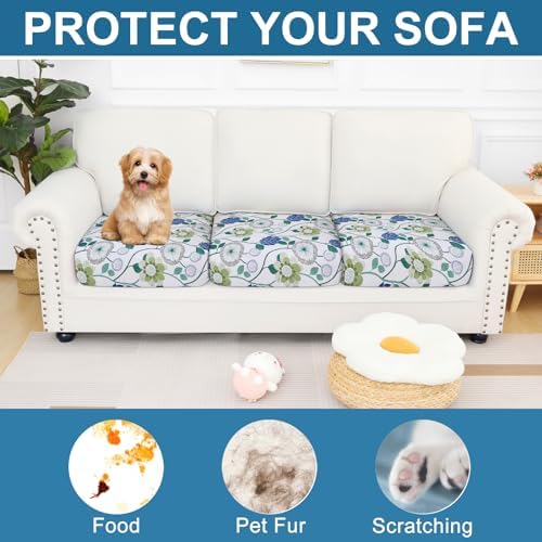 Smiry Printed Couch Cushion Covers 3 Pack Light Green