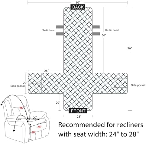 LUFEIJIASHI Velvet Recliner Covers for Leather Chairs 28 Inch