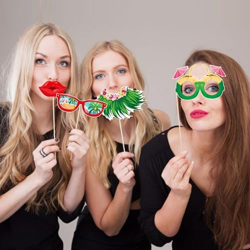 Hawaii Luau Party Photo Booth Props Kit 48pcs