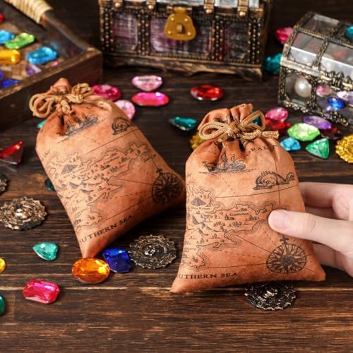 RICHNESS Pirate Party Favor Bags with Drawstring Closure