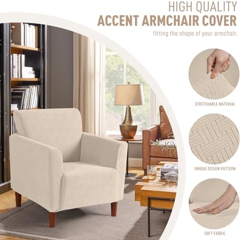 KinCam Accent Armchair Covers Warm Beige