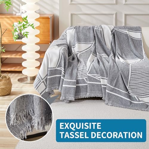 HAOMAIJIA Non-Slip Sofa Cover for 3 Cushion Couch 91x134 Grey-Cream