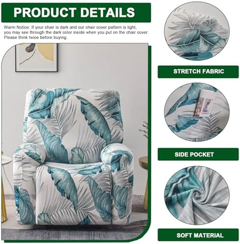 CRFATOP 4-Piece Recliner Slipcovers with Storage Pockets and Arms