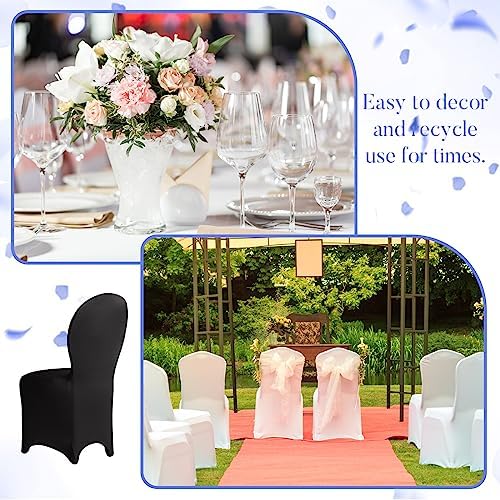 60 Pcs Black Chair Covers for Weddings and Parties