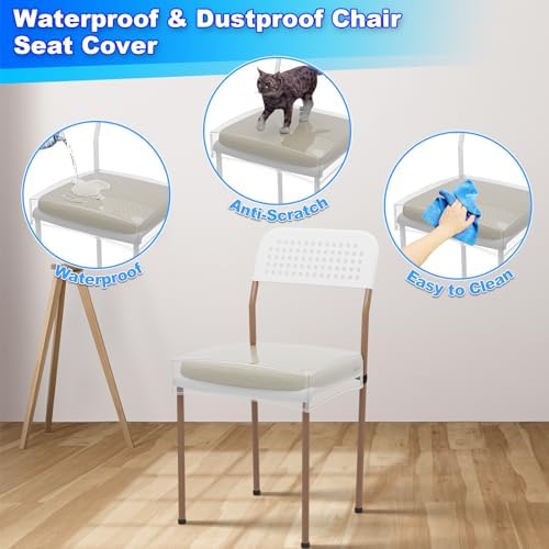 Cosmos 2 Pcs Dining Chair Seat Covers Waterproof Clear PVC Protector