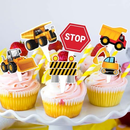 Construction Cake Topper Picks 25PCS
