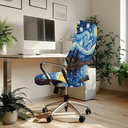 Starry Night Office Chair Cover Stretchable Swivel with Elastic Bottom