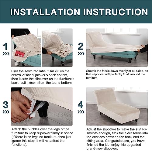 FantasDecor Chaise Lounge Velvet Slipcover - Ivory