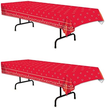 Beistle Red Bandana Tablecovers 54 x 108 2 Pack