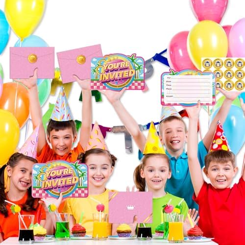GZDUCK 20Pcs Pink Hedgehog Birthday Invitations