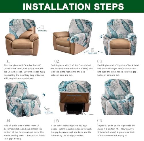 CRFATOP 4-Piece Recliner Slipcovers with Storage Pockets and Arms