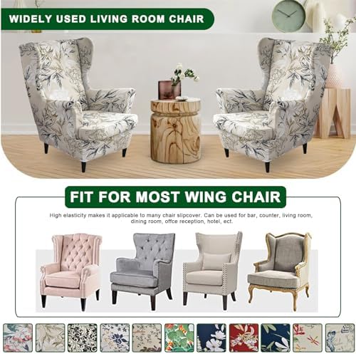 CRFATOP 2 Piece Stretch Wingback Chair Covers