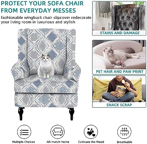 CRFATOP 2 Piece Stretch Wingback Chair Slipcover