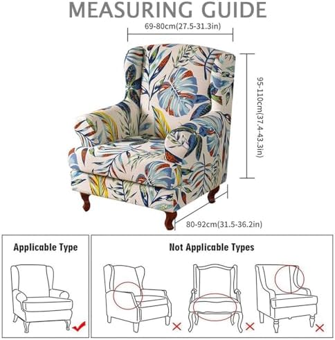 Chickwin Stretch Wingback Chair Slipcover with Pink Flower Design