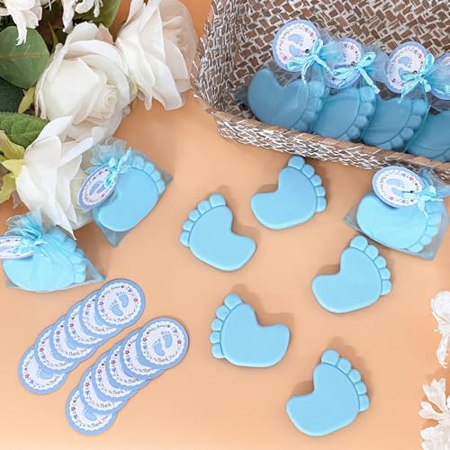 30 Sets Baby Shower Favors Refreshing Feet Soap with Blue Packaging