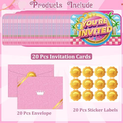 GZDUCK 20Pcs Pink Hedgehog Birthday Invitations