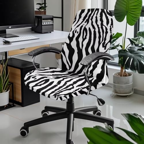 Zebra Stripe Office Chair Cover with Elastic Bottom and Waterproof Back