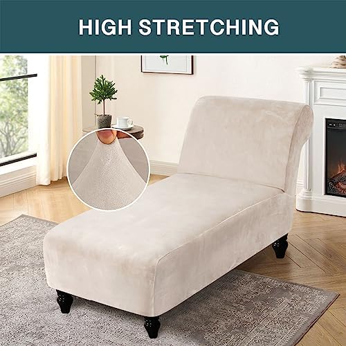 FantasDecor Chaise Lounge Velvet Slipcover - Ivory