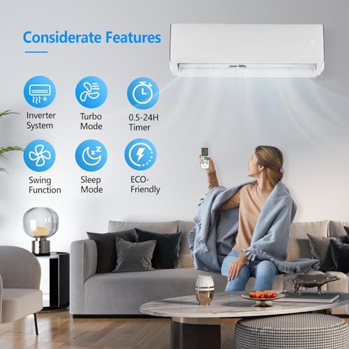 Bonnlo 11500BTU Wifi Mini Split AC Unit with Heat Pump