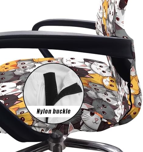 Cat Print Office Chair Cover with Elastic Bottom