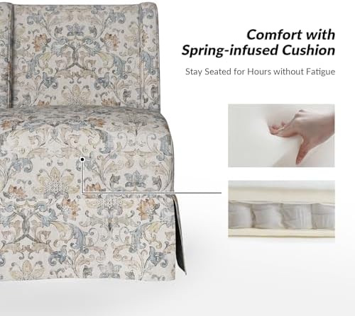 HULALA Home Armless Accent Chair with Removable Floral Slipcover