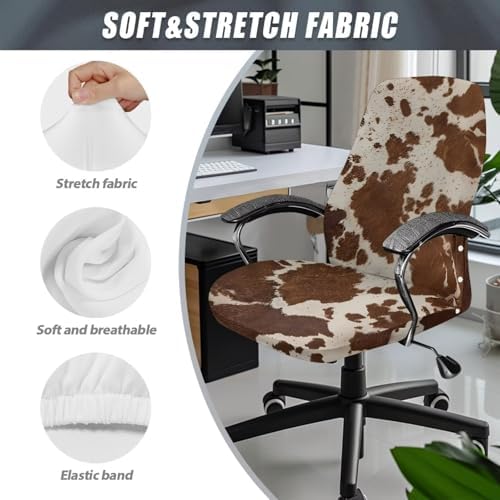 Wanyint Stretchable Cow Print Chair Cover Dustproof Universal for Office Chairs