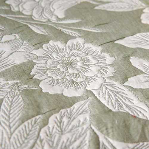 Luxury Jacquard Sofa Cover with Ruffle Embroidery Olive Green 71x118 in