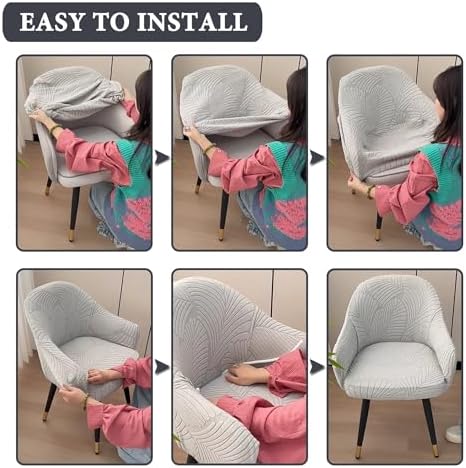 Stretchy Curved Back Dining Chair Covers with Arms 2PCS White