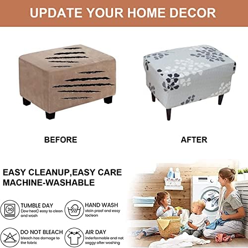 Eco-Ancheng Stool Covers for Rectangular Ottoman with Nonslip Elastic Bottom