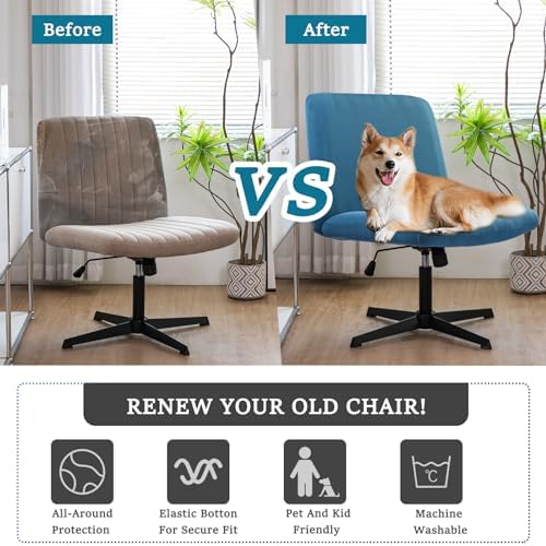 Liykimt Armless Criss Cross Office Chair Cover Blue